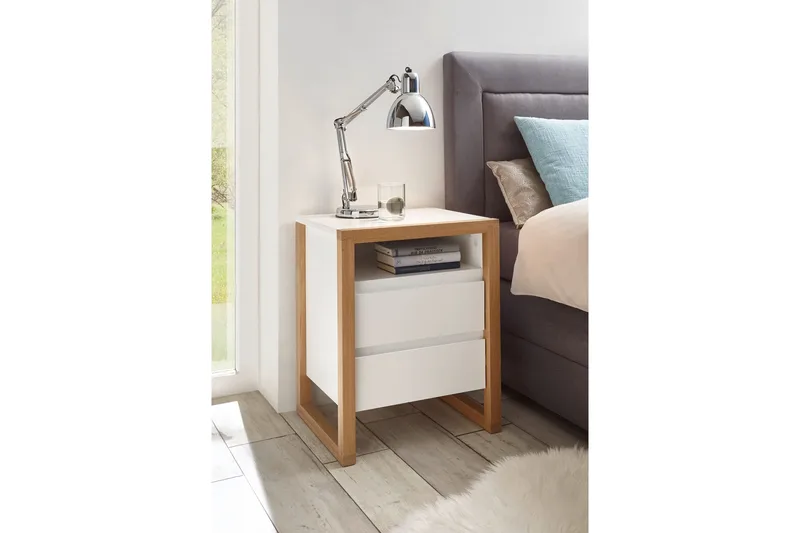 Nuzman Nattduksbord 48 cm - Vit/Ek - Möbler - Sovrum - Sängbord