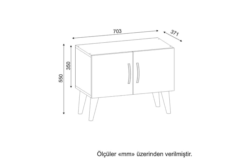 OBINE Sängbord 70 cm Bred med Förvaring 2 Skåp Vit/Valnötsbr - Vit/Valnöt - Sängbord - Bord