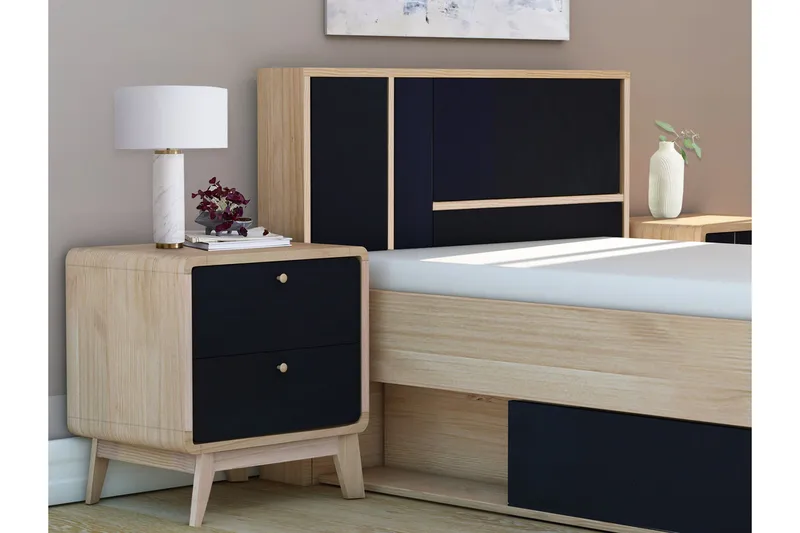 Olivet Sängbord 51 cm - Natur/Svart - Möbler - Sovrum - Sängbord