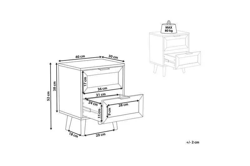 Sängbord Opoco med 2 förvaringslådor - Möbler - Sovrum - Sängbord