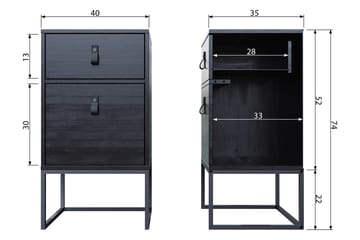 Ottoline Sängbord 40 cm - Svart - Möbler - Sovrum - Sängbord