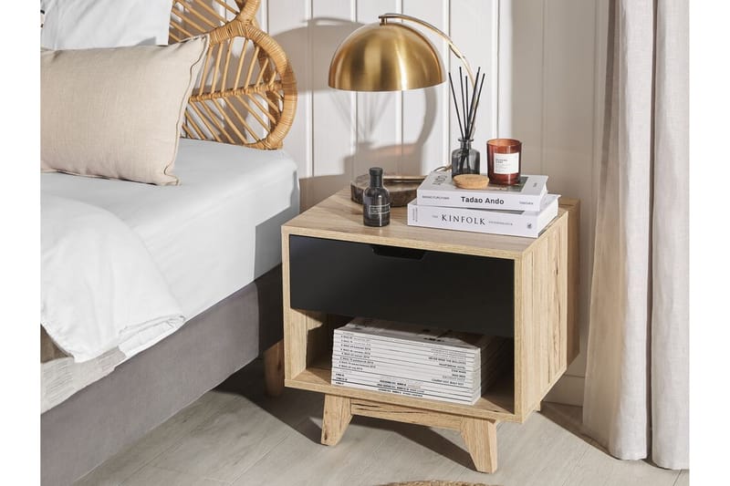 OVIATT Soffbord 50 cm Svart/Ljust Trä - Möbler - Sovrum - Sängbord