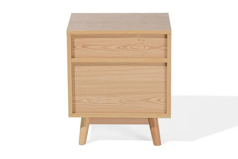 Peinmore Sängbord 40 cm med Förvaring 2 Lådor + Hylla - Brun/Vit/Grå - Möbler - Sovrum - Sängbord