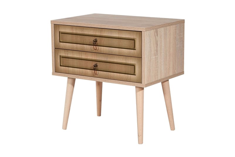 PETRONILA Sängbord 60 cm med Förvaring 2 Lådor Ram Brun - Brun - Möbler - Sovrum - Sängbord