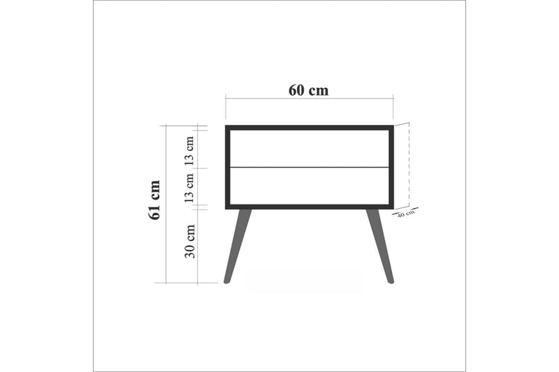 PETRONILA Sängbord 60 cm med Förvaring 2 Lådor Ram Brun - Brun - Möbler - Sovrum - Sängbord