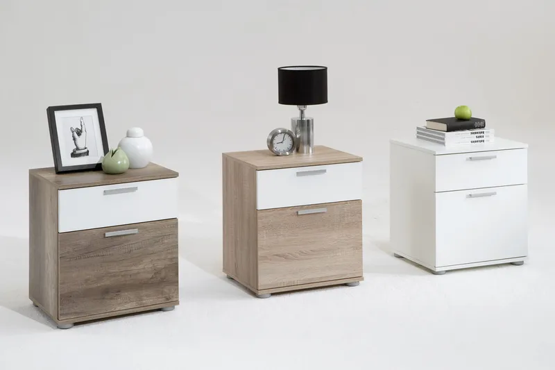 Polyxo Sängbord 45 cm med Förvaring 2 Lådor - Vit - Möbler - Sovrum - Sängbord