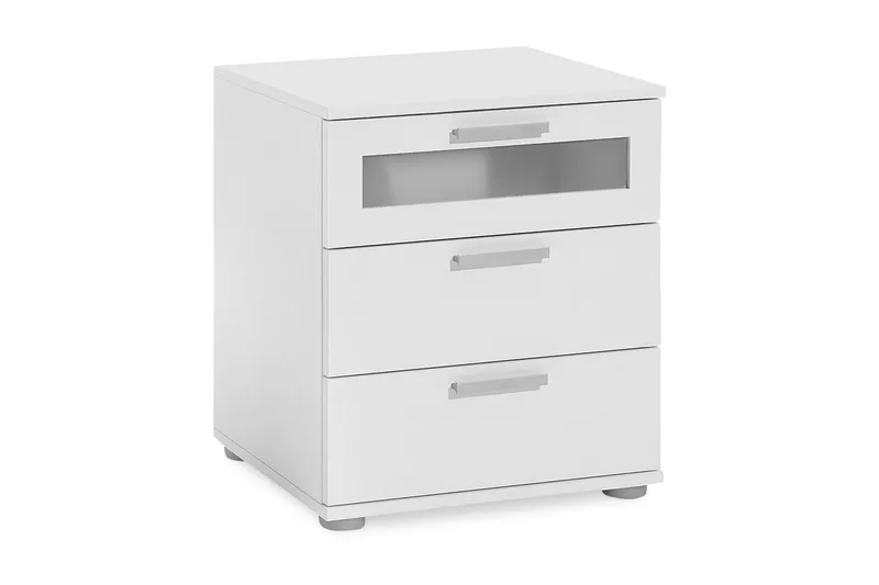 Polyxo Sängbord 45 cm med Förvaring 3 Lådor, Extra Vit