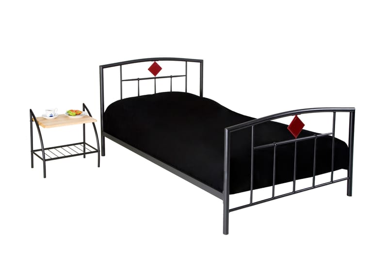 ROMA Sängbord 54 cm med Förvaring Hylla Svart/Natur - Möbler - Sovrum - Sängbord