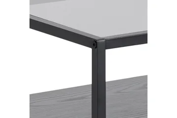 Sakila Sängbord 35 cm i Glas med Valnötsutseende, Förvaring med Låda - Svart - Möbler - Sovrum - Sängbord