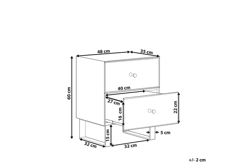Sängbord 2 lådor spegeleffekt NESLE - Silver - Möbler - Sovrum - Sängbord