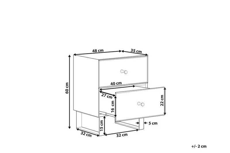 Sängbord 2 lådor spegeleffekt NESLE - Silver - Möbler - Sovrum - Sängbord