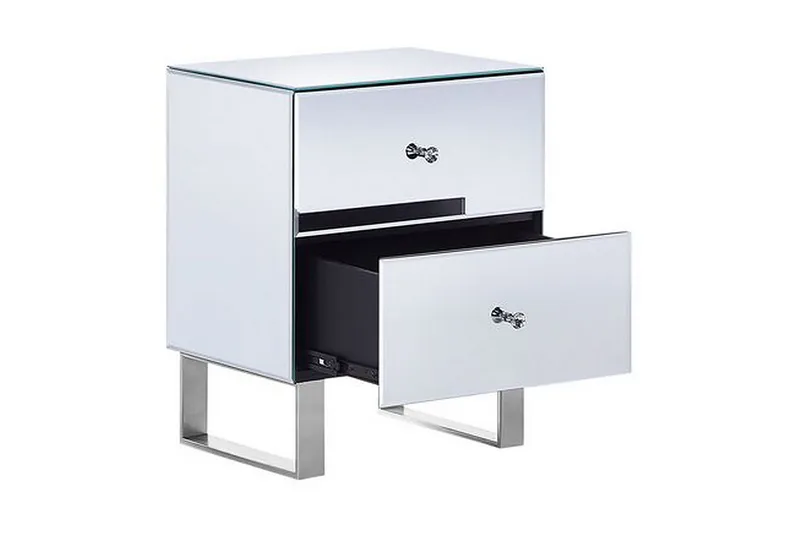 Sängbord 2 lådor spegeleffekt NESLE - Silver - Möbler - Sovrum - Sängbord