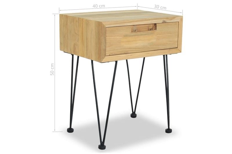 Sängbord 2 st 40x30x50 cm massiv teak - Brun - Sängbord - Bord