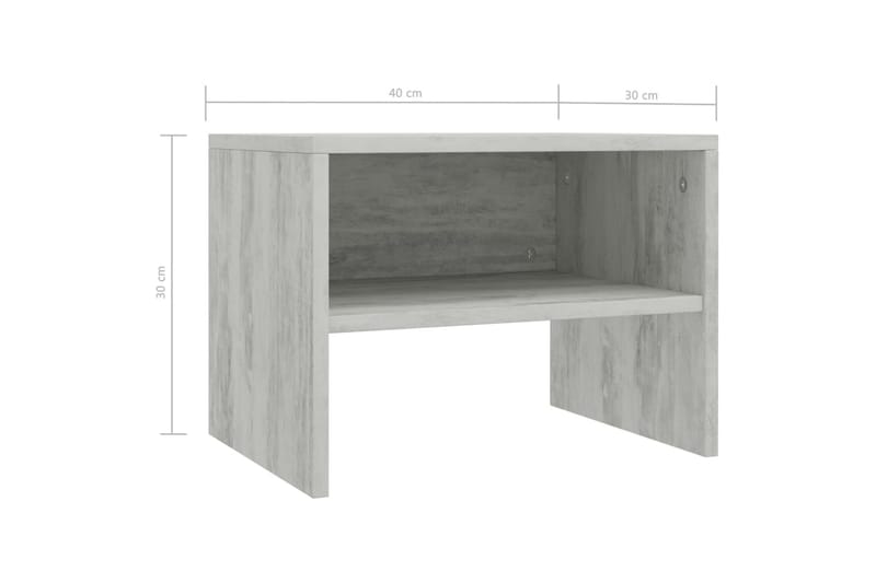 Sängbord 2 st betonggrå 40x30x30 cm spånskiva - Grå - Sängbord - Bord