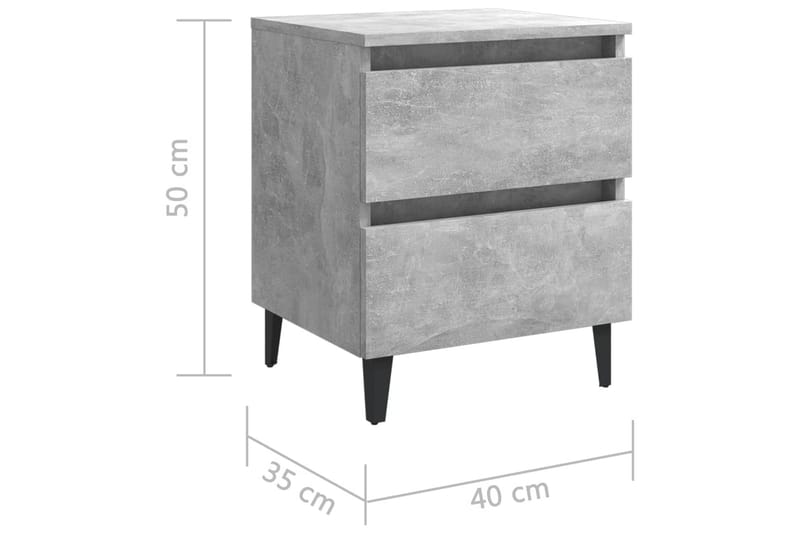 Sängbord 2 st betonggrå 40x35x50 cm spånskiva - Grå - Möbler - Sovrum - Sängbord