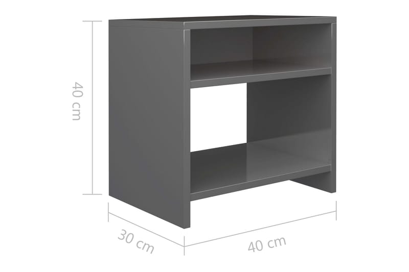 Sängbord 2 st grå högglans 40x30x40 cm spånskiva - Grå - Sängbord - Bord