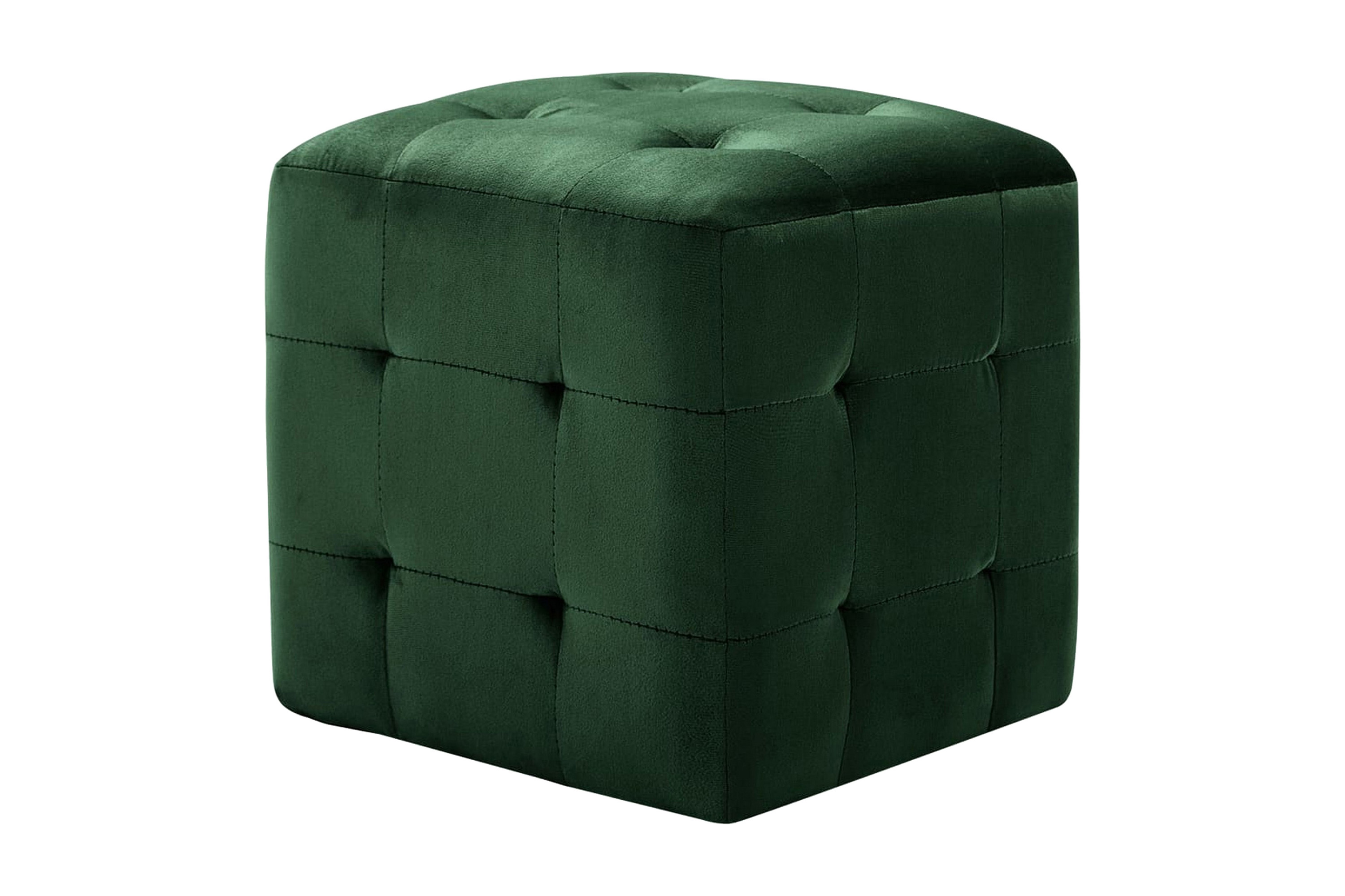 Sängbord 2 st grön 30x30x30 cm sammetstyg – Grön
