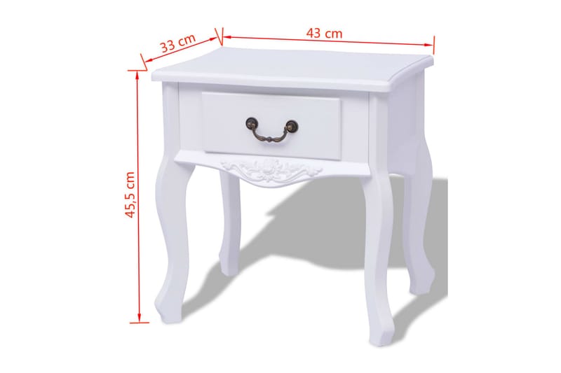 Sängbord 2 st MDF vit - Vit - Möbler - Sovrum - Sängbord