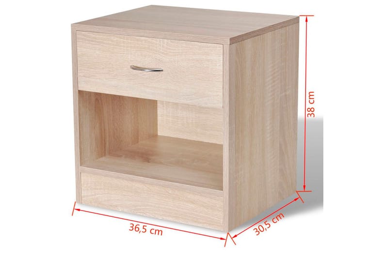 Sängbord 2 st med låda ekfärgad - Brun - Sängbord - Bord