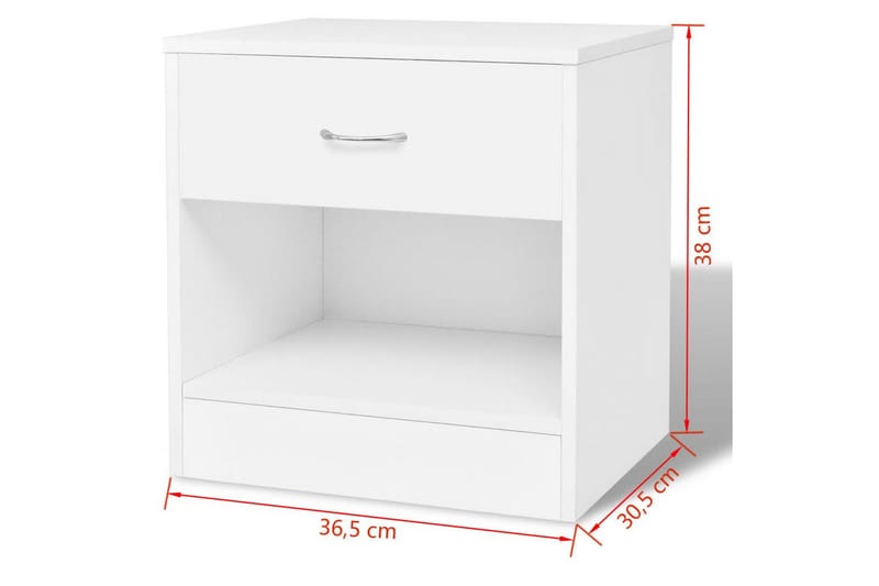 Sängbord 2 st med låda vit - Vit - Möbler - Sovrum - Sängbord
