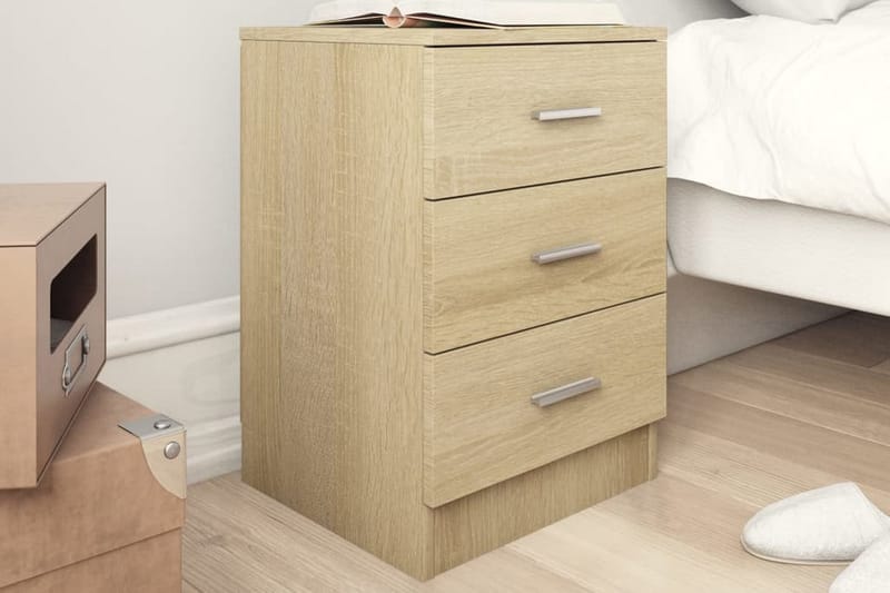Sängbord 2 st sonoma ek 38x35x56 cm spånskiva - Brun - Möbler - Sovrum - Sängbord
