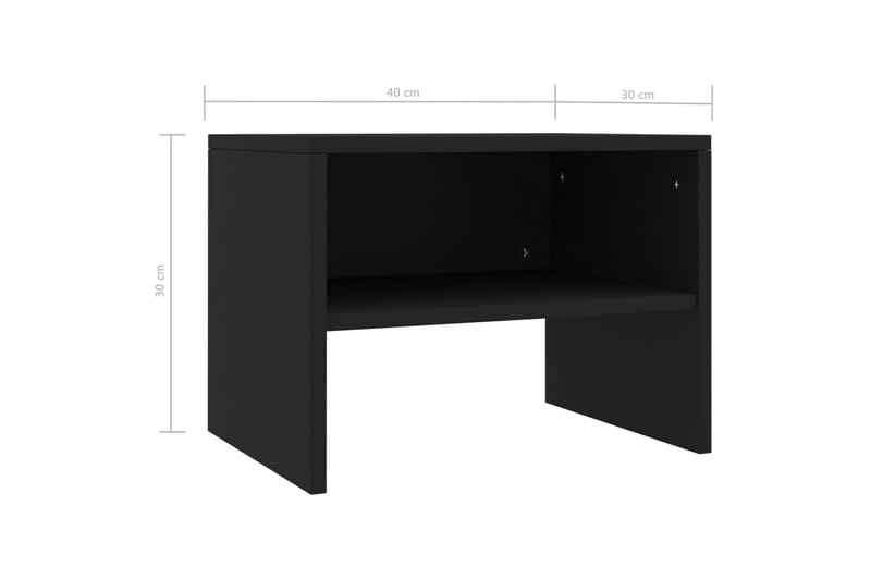 Sängbord 2 st svart 40x30x30 cm spånskiva - Svart - Möbler - Sovrum - Sängbord