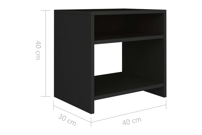 Sängbord 2 st svart 40x30x40 cm spånskiva - Svart - Möbler - Sovrum - Sängbord