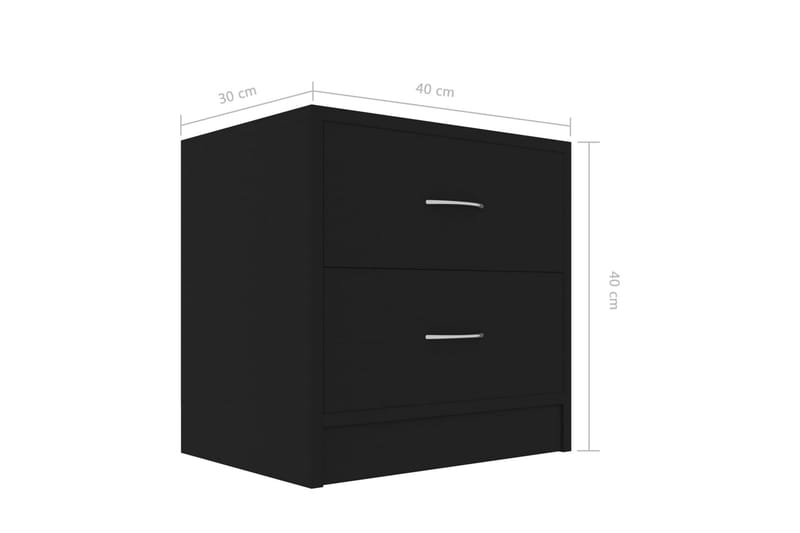 Sängbord 2 st svart 40x30x40 cm spånskiva - Svart - Möbler - Sovrum - Sängbord