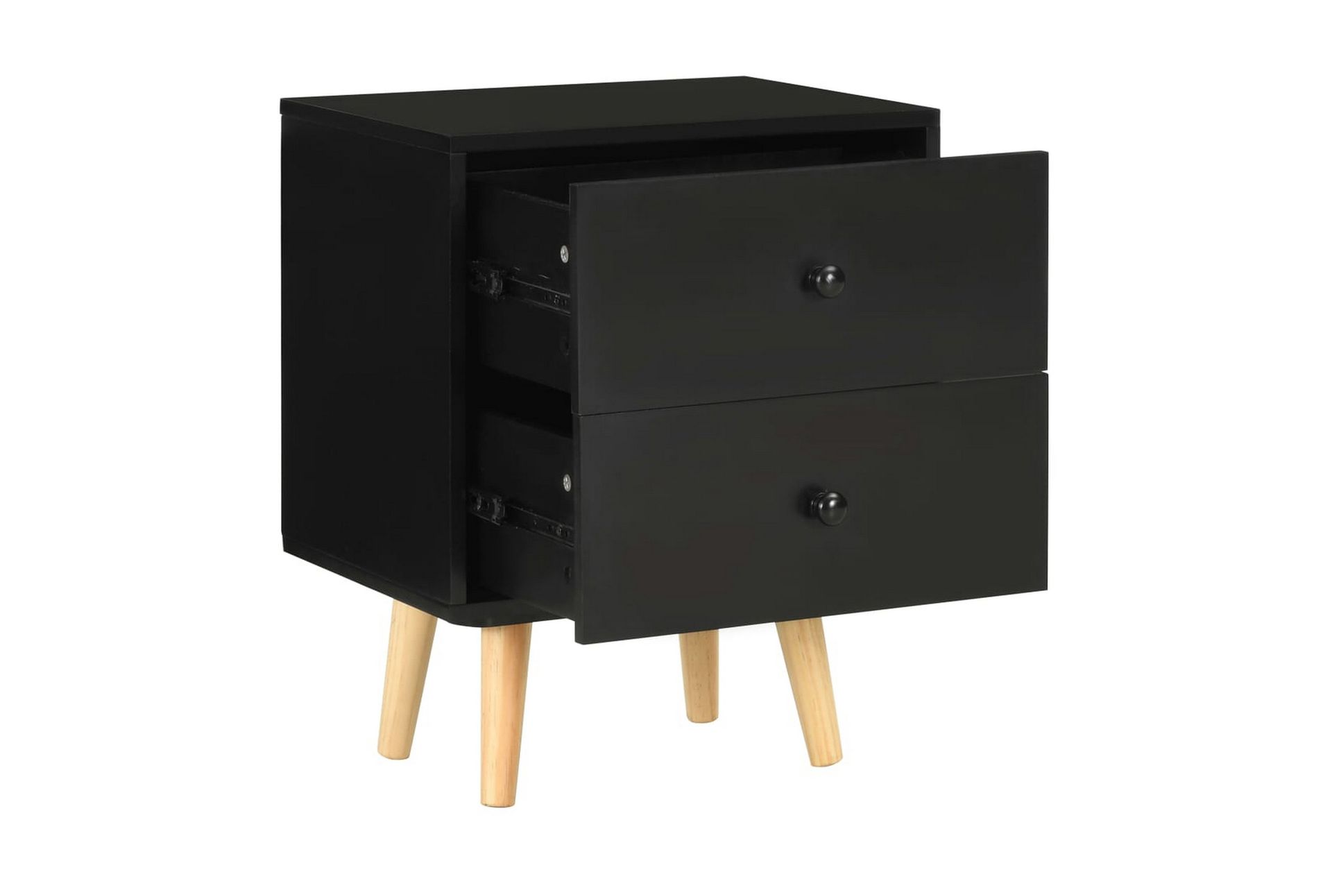 Sängbord 2 st svart 40x30x50 cm massiv furu - Svart - Möbler - Sovrum - Sängbord