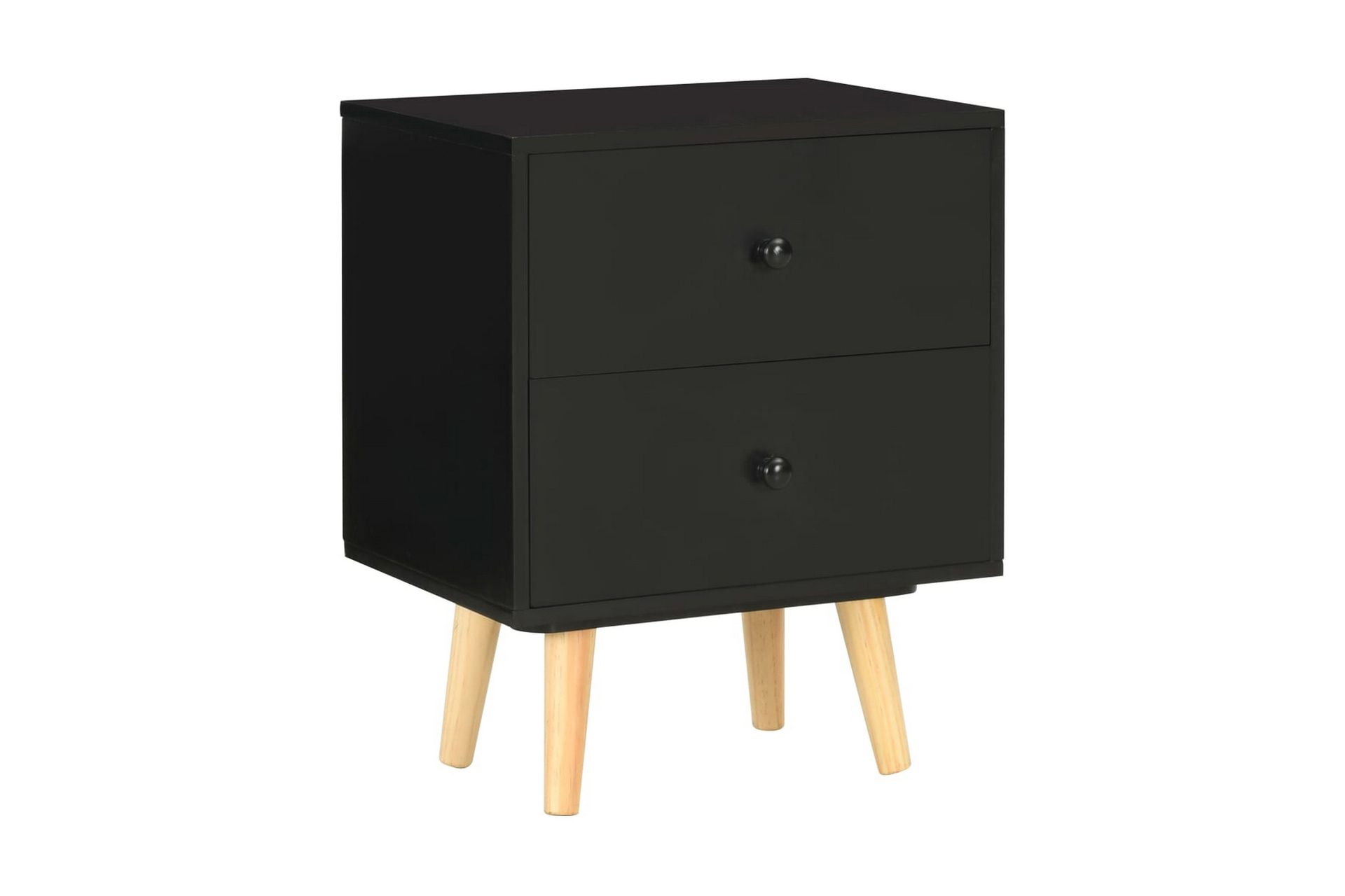 Sängbord 2 st svart 40x30x50 cm massiv furu - Svart - Möbler - Sovrum - Sängbord