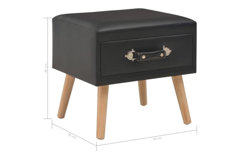 Sängbord 2 st svart 40x35x40 cm konstläder - Svart - Sängbord - Bord