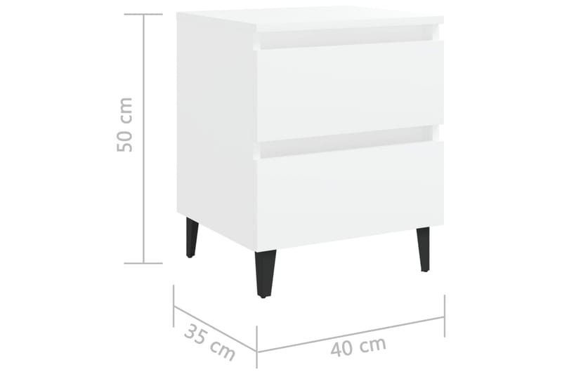 Sängbord 2 st vit 40x35x50 cm spånskiva - Vit - Sängbord - Bord