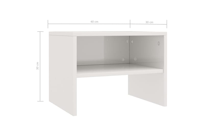 Sängbord 2 st vit högglans 40x30x30 cm spånskiva - Vit - Sängbord - Bord