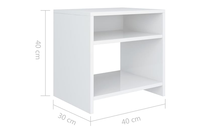 Sängbord 2 st vit högglans 40x30x40 cm spånskiva - Vit - Sängbord - Bord