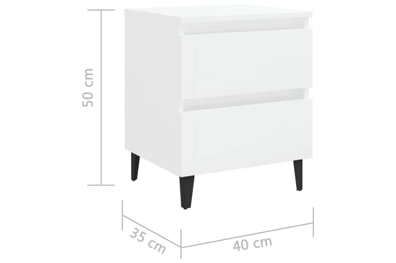Sängbord 2 st vit högglans 40x35x50 cm spånskiva - Vit - Sängbord - Bord