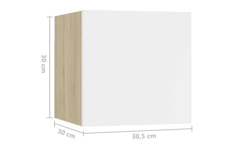Sängbord 2 st vit och sonoma ek 30,5x30x30 cm spånskiva - Vit - Sängbord - Bord