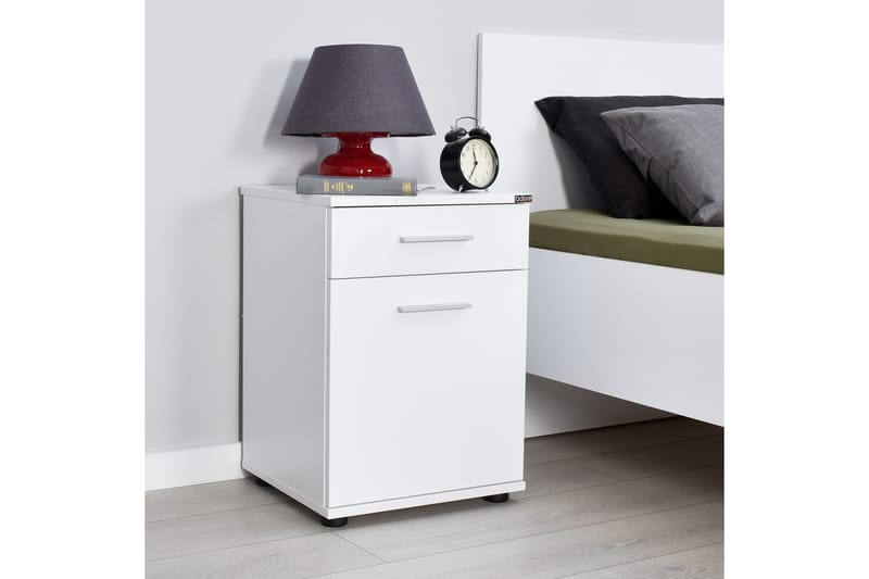 SÄNGBORD 40 cm 2 Skåp Vit - Möbler - Sovrum - Sängbord
