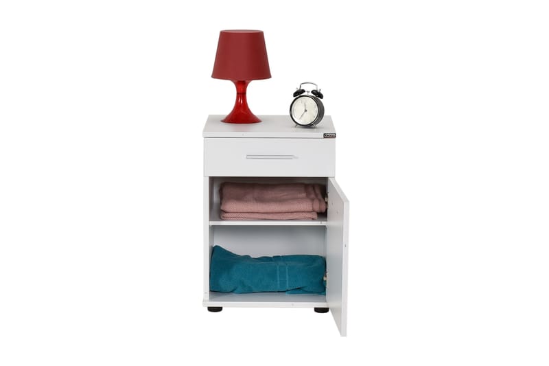 SÄNGBORD 40 cm 2 Skåp Vit - Möbler - Sovrum - Sängbord
