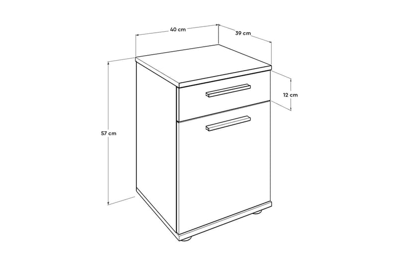 SÄNGBORD 40 cm 2 Skåp Vit - Möbler - Sovrum - Sängbord