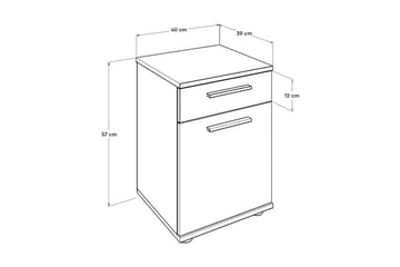 Sängbord 40 cm 2 Skåp - Vit - Möbler - Sovrum - Sängbord