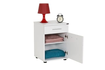 Sängbord 40 cm 2 Skåp - Vit - Möbler - Sovrum - Sängbord