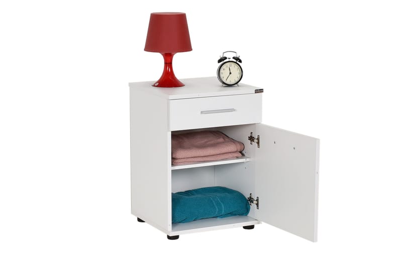 Sängbord 40 cm 2 Skåp - Vit - Möbler - Sovrum - Sängbord