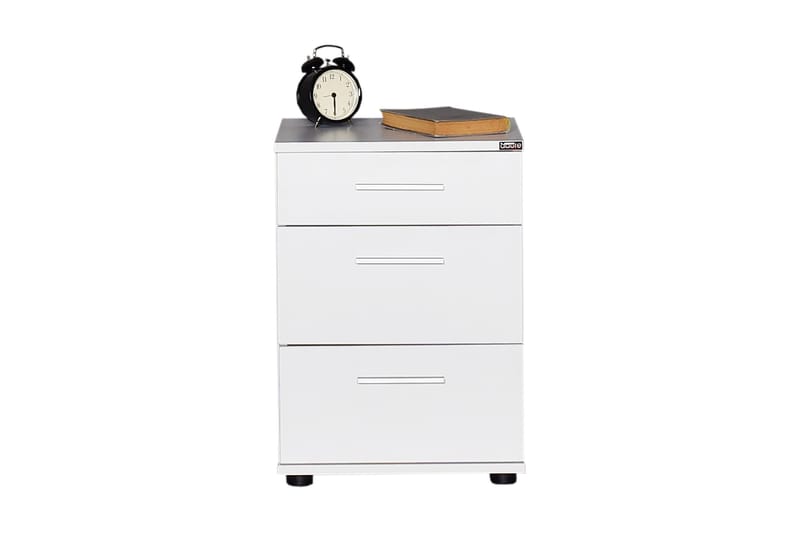 SÄNGBORD 40 cm 3 Skåp Vit - Möbler - Sovrum - Sängbord