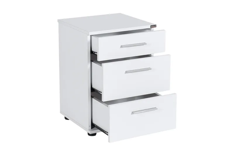 Sängbord 40 cm 3 Skåp - Vit - Möbler - Sovrum - Sängbord