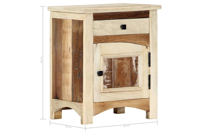 Sängbord 40x30x50 cm massivt återvunnet trä - Flerfärgad - Sängbord - Bord