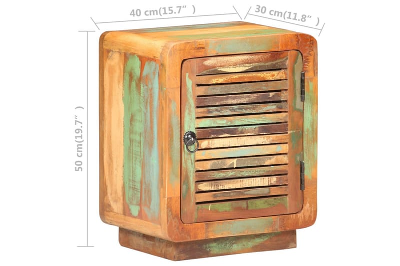 Sängbord 40x30x50 cm massivt återvunnet trä - Flerfärgad - Möbler - Sovrum - Sängbord