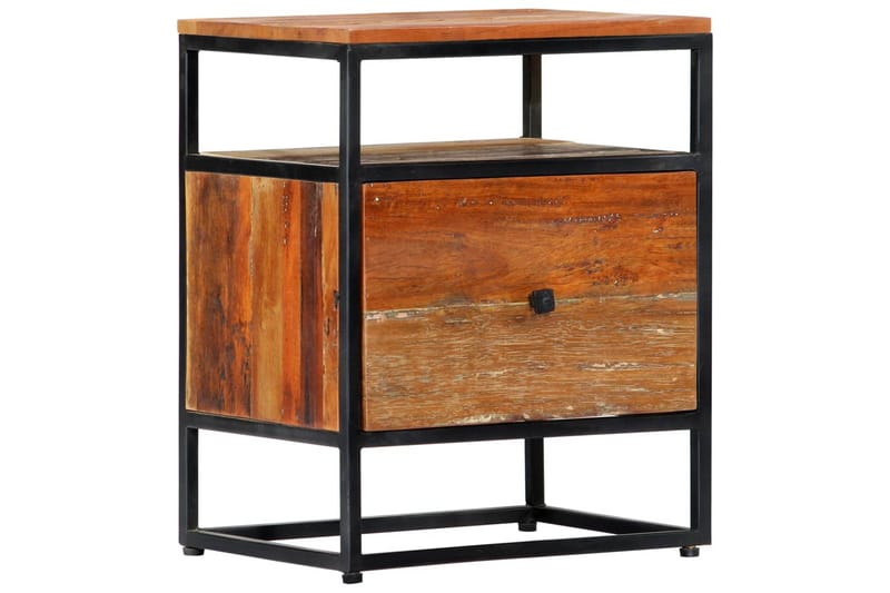 Sängbord 40x30x50 cm massivt återvunnet trä och stål - Brun - Sängbord - Bord