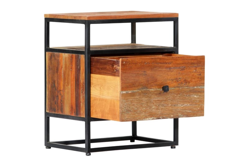 Sängbord 40x30x50 cm massivt återvunnet trä och stål - Brun - Sängbord - Bord