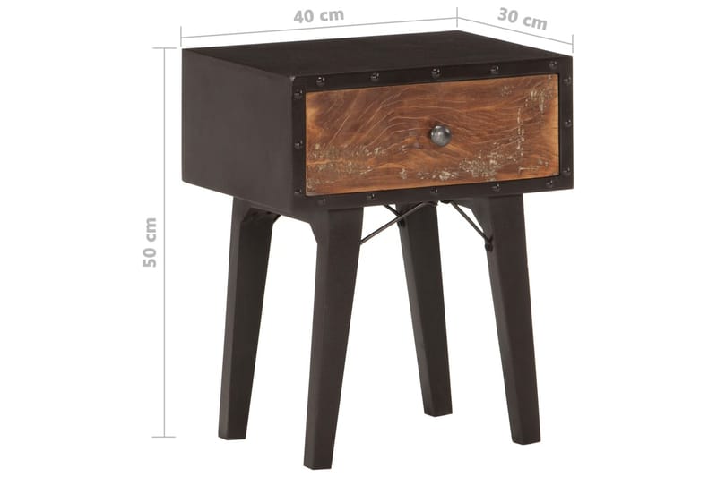 Sängbord 40x30x50 cm massivt återvunnet trä - Svart - Sängbord - Bord