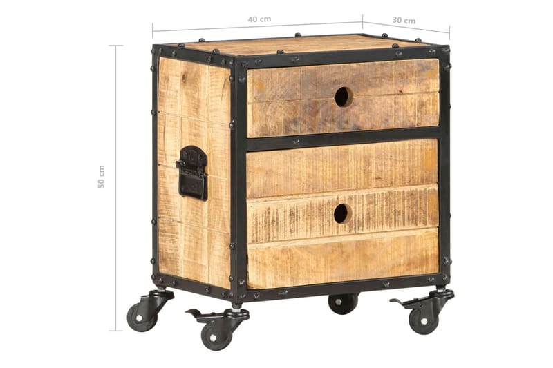 Sängbord 40x30x50 cm massivt grovt mangoträ - Brun - Sängbord - Bord